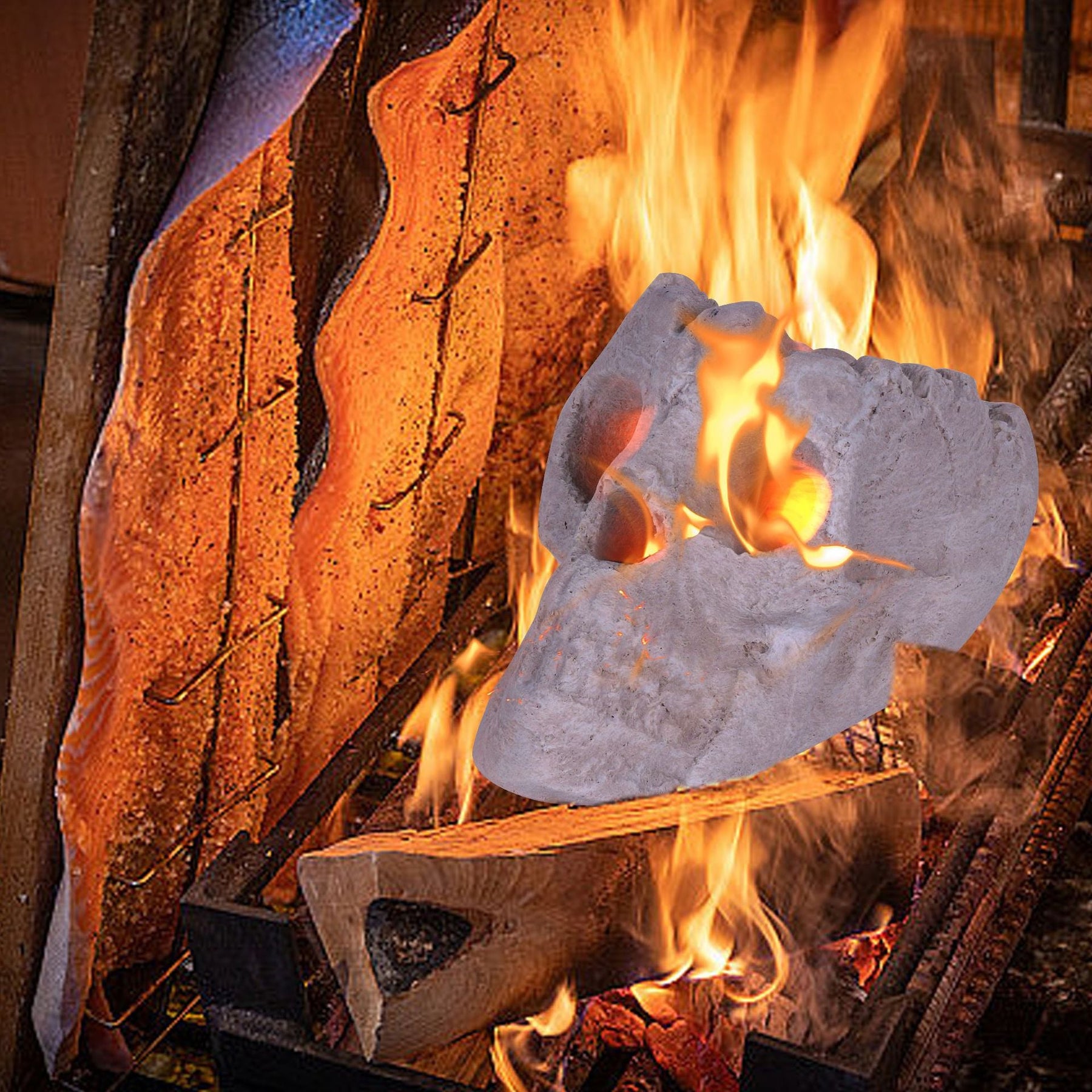 Fireproof Ceramic Skull Fire Log