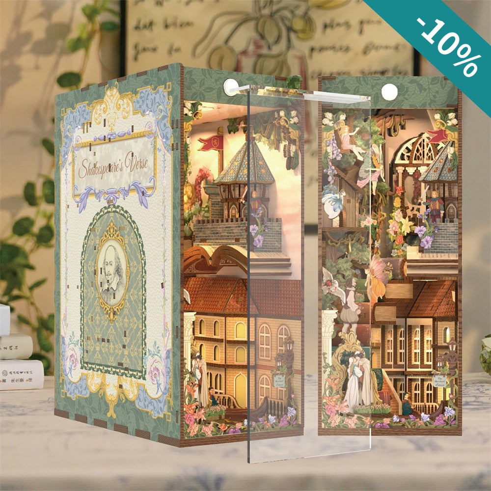 TONECHEER 3D Wooden Puzzle DIY Book Nook Kit (Shakespeare's Verse)