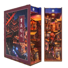 TONECHEER 3D Wooden Puzzle DIY Book Nook Kit (Lights in Chongqing)