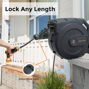 🛒Retractable Garden Hose Reel 1/2 x 100 ft PRO Metal Bracket. Any Length Lock Hose Reel