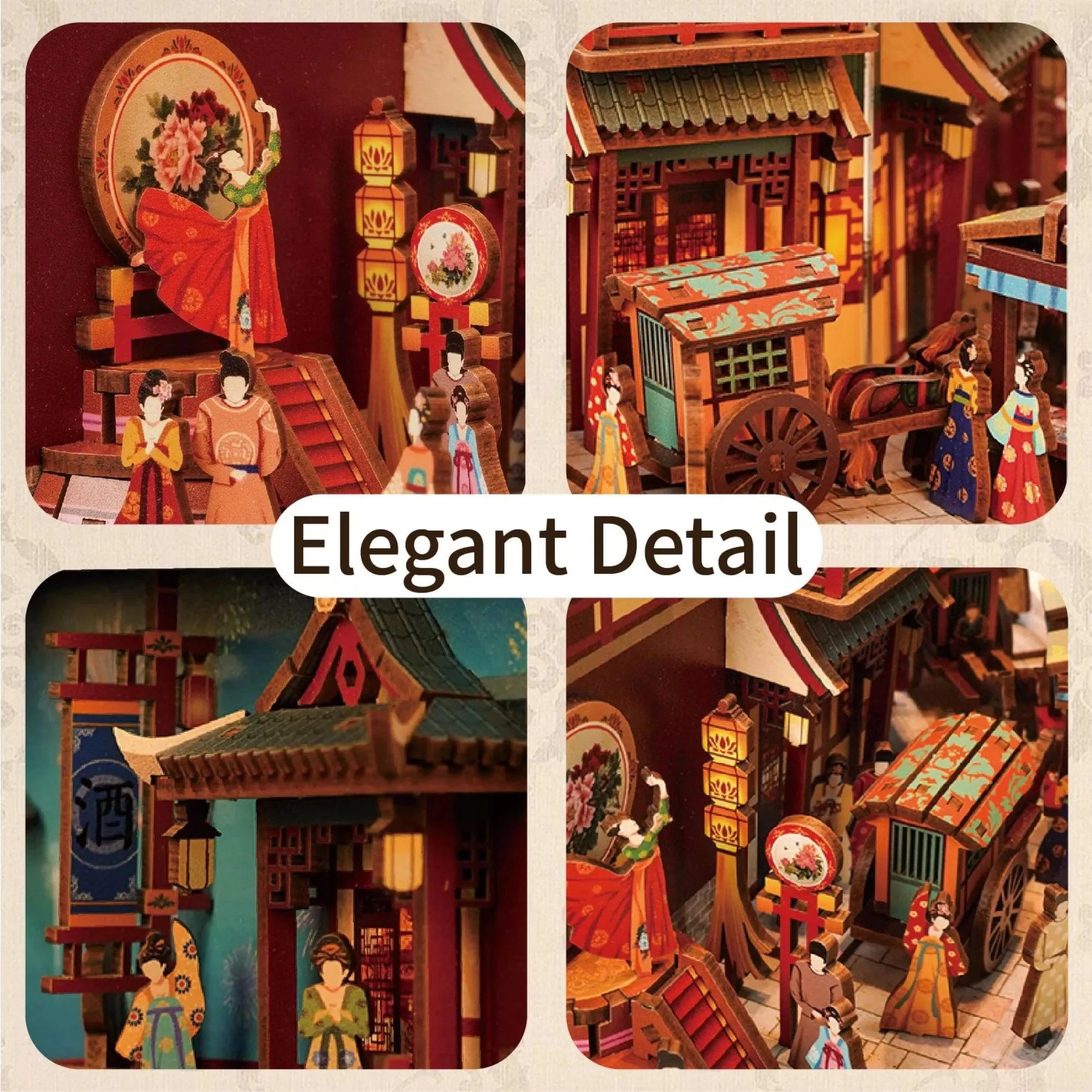 TONECHEER 3D Wooden Puzzle DIY Book Nook Kit (The Banquet of Tang Dynasty)