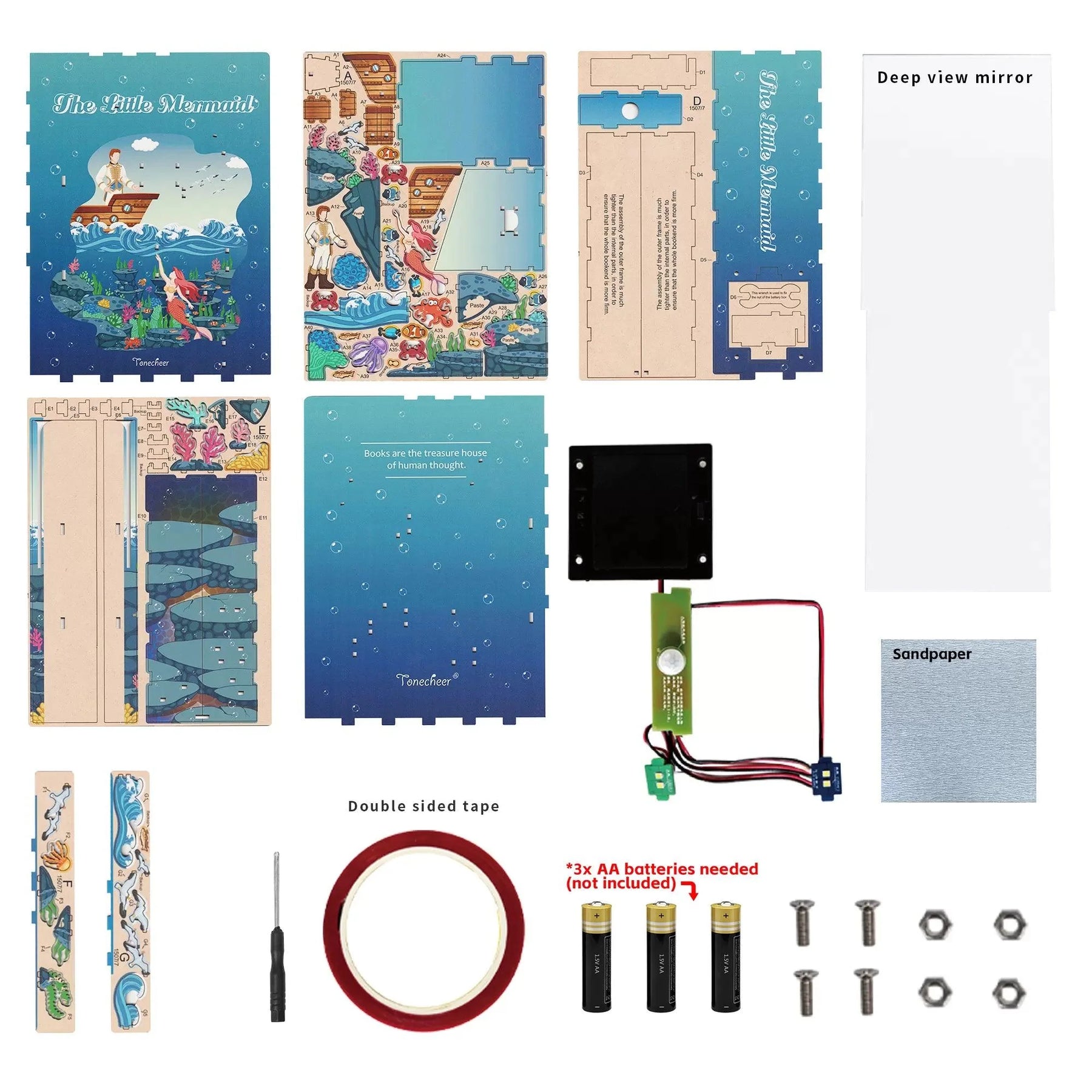 TONECHEER 3D Wooden Puzzle DIY Book Nook Kit (The Little Mermaid)