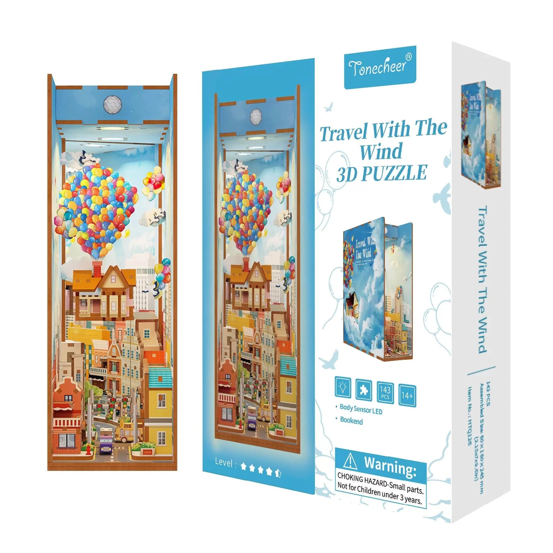 TONECHEER 3D Wooden Puzzle DIY Book Nook Kit (Travel With The Wind)