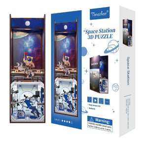 TONECHEER 3D Wooden Puzzle DIY Book Nook Kit (Space Station)