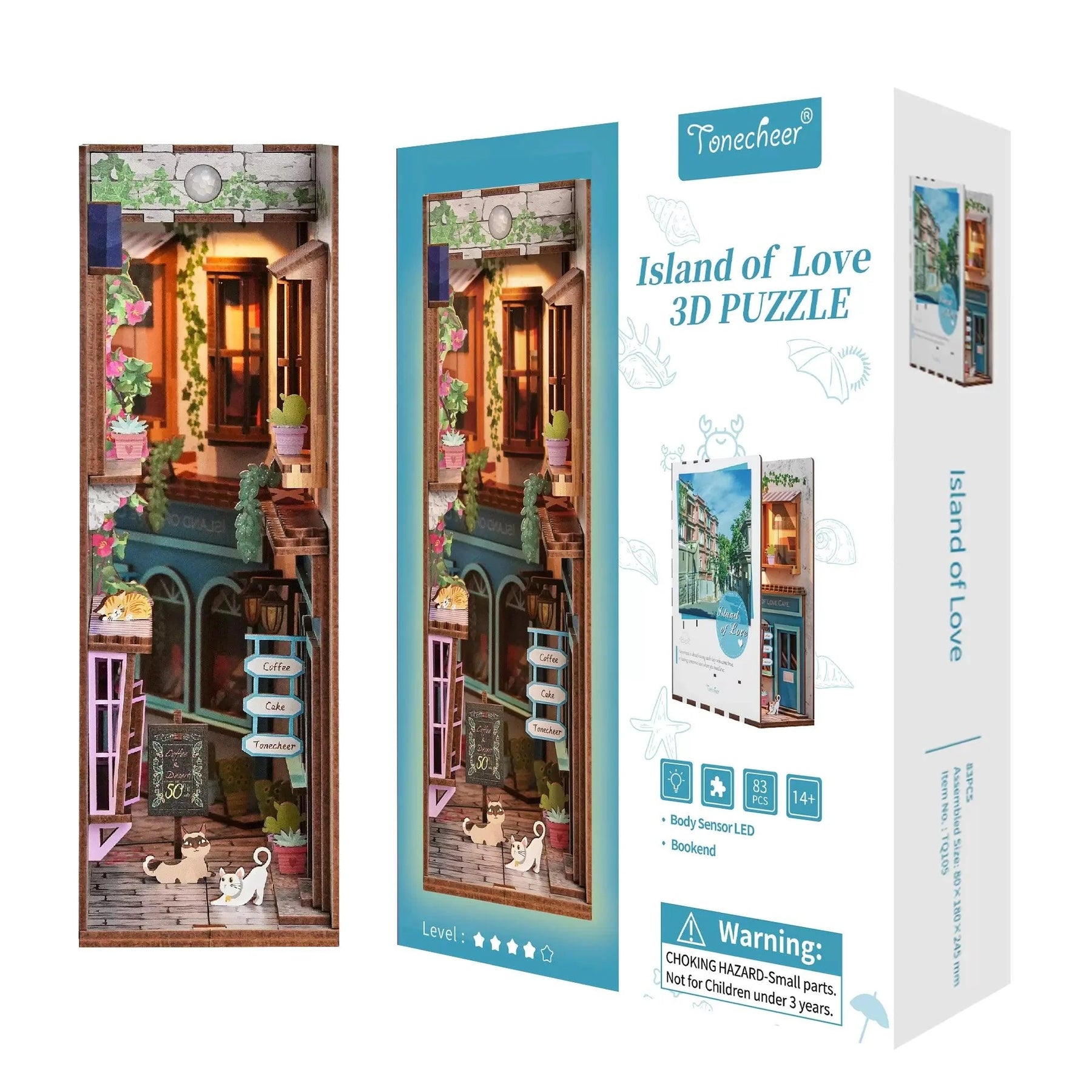 TONECHEER 3D Wooden Puzzle DIY Book Nook Kit (Island of  Love)