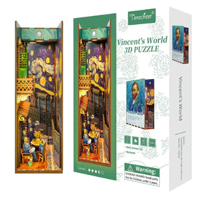 TONECHEER 3D Wooden Puzzle DIY Book Nook Kit (Vincent's World)