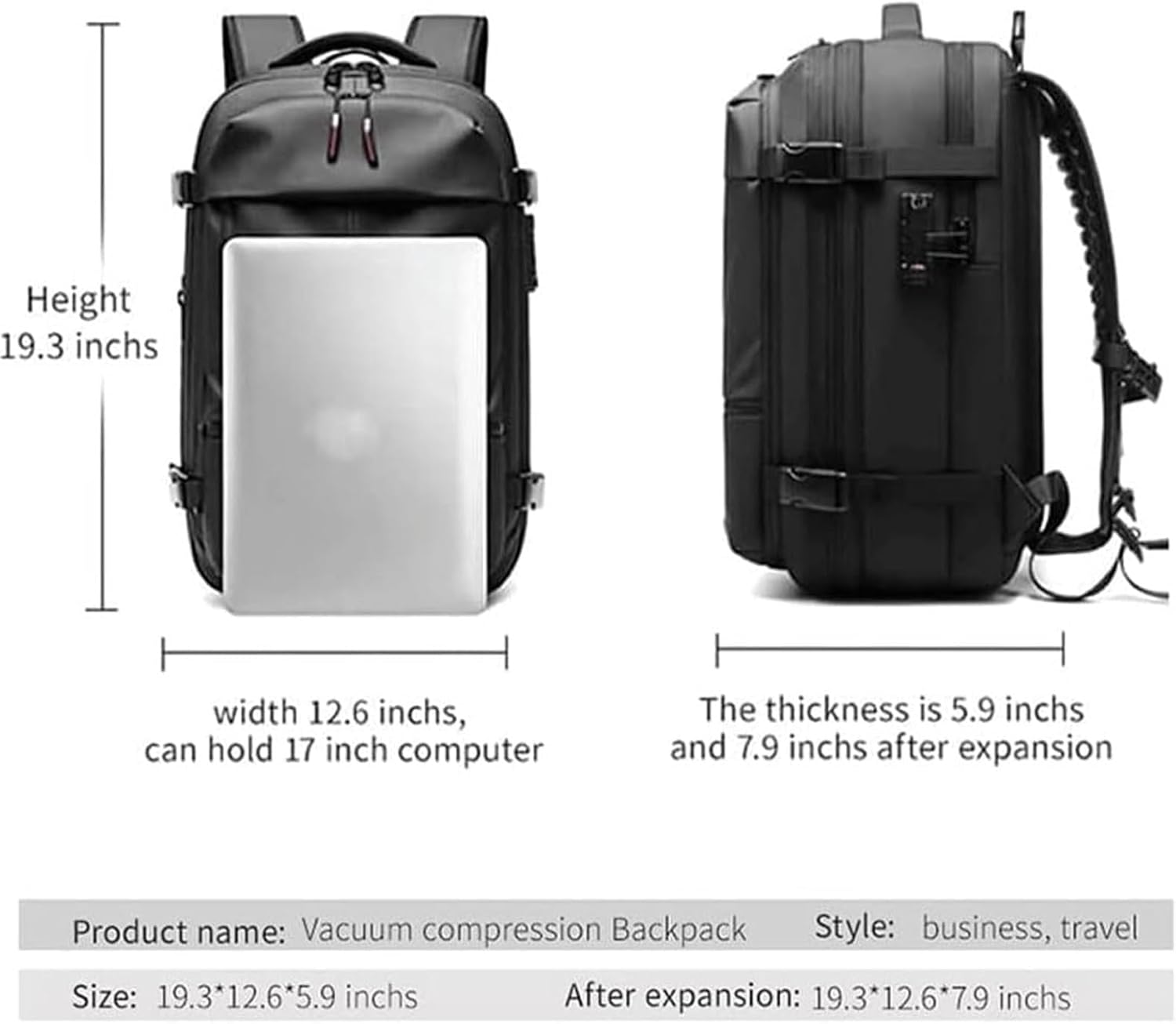 🥇Waterproof anti-theft vacuum compression expandable large capacity business travel shoulder bag