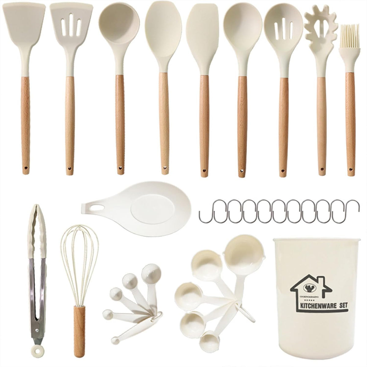 Camidy 33 Pieces Silicone Kitchen Cooking Utensils Set