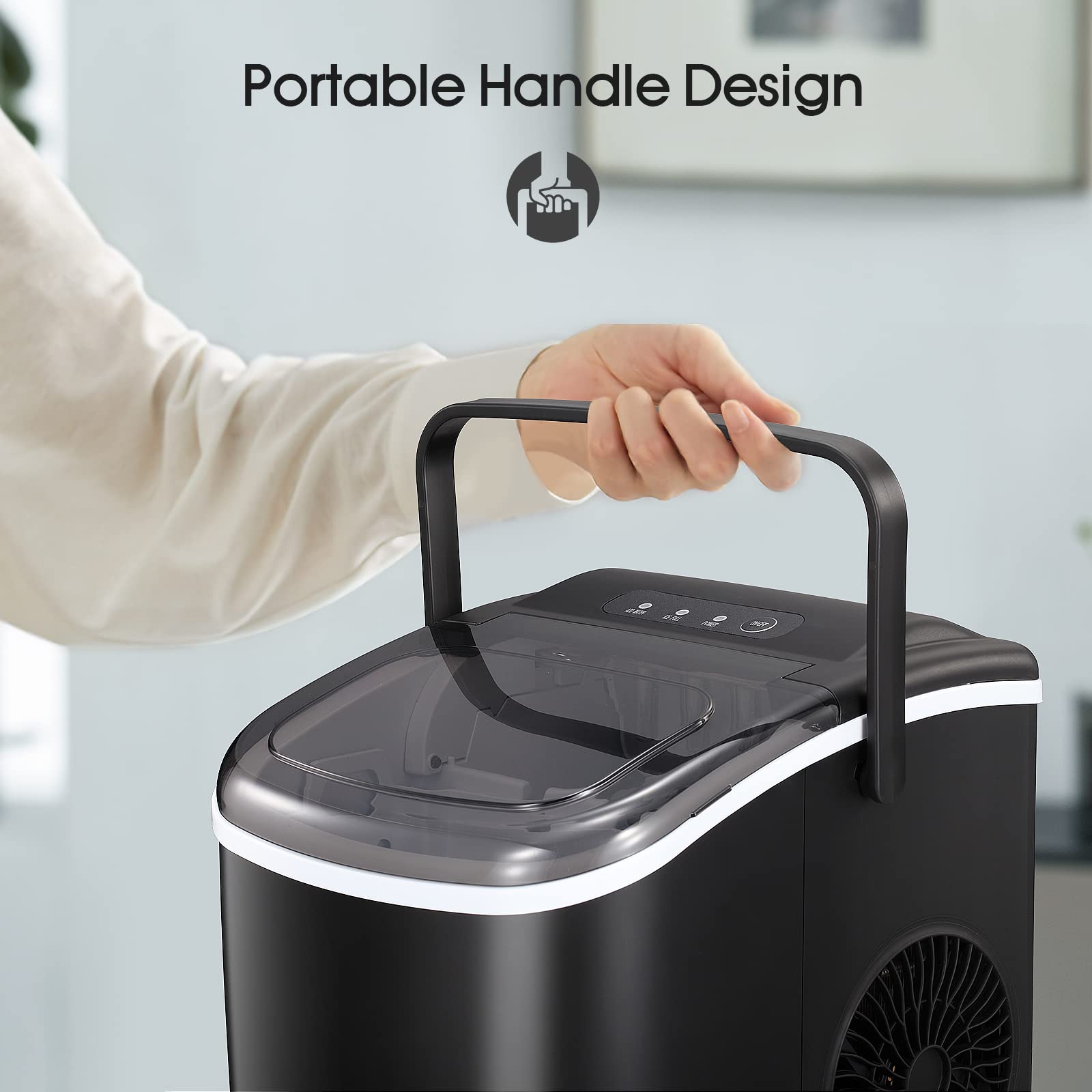 🛒Portable Ice Maker Machine with Handle,Self-Cleaning Ice Maker, 26Lbs/24H