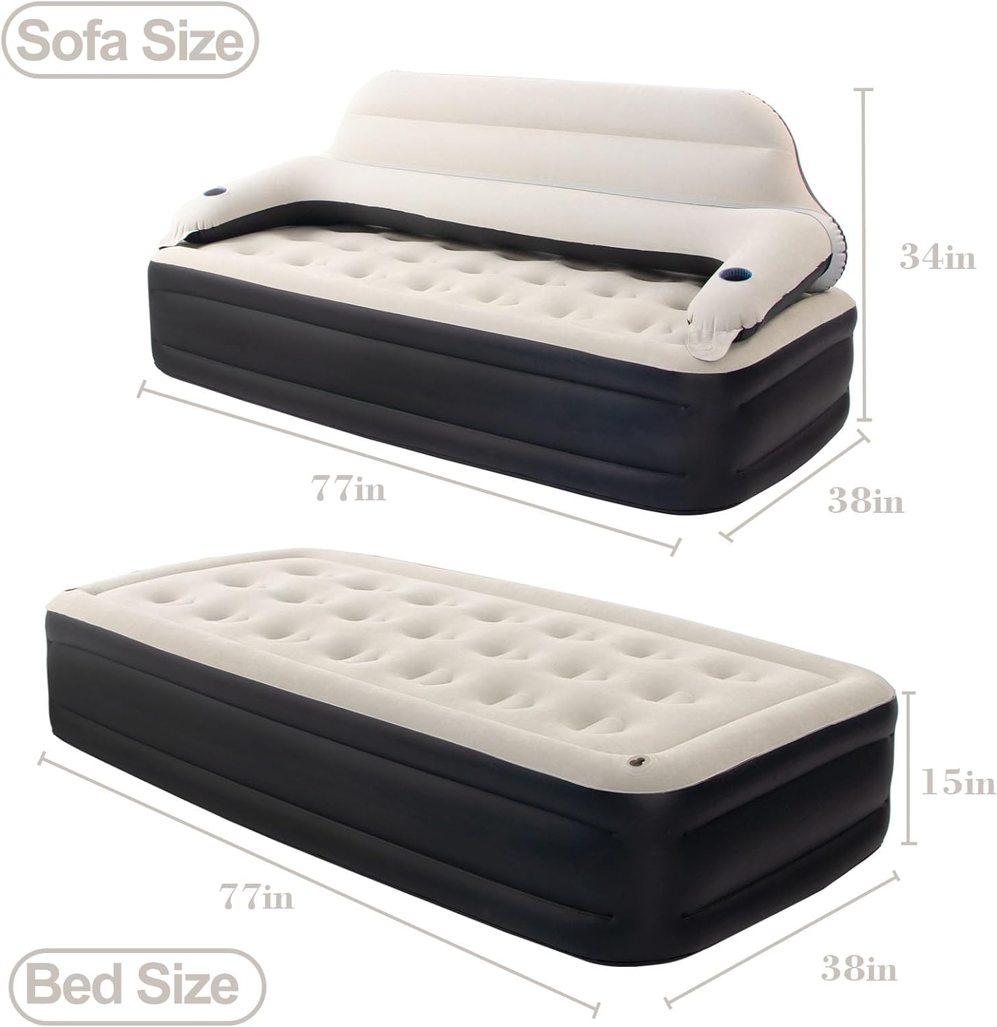 Queen Size Air Mattress with Headboard and Pump