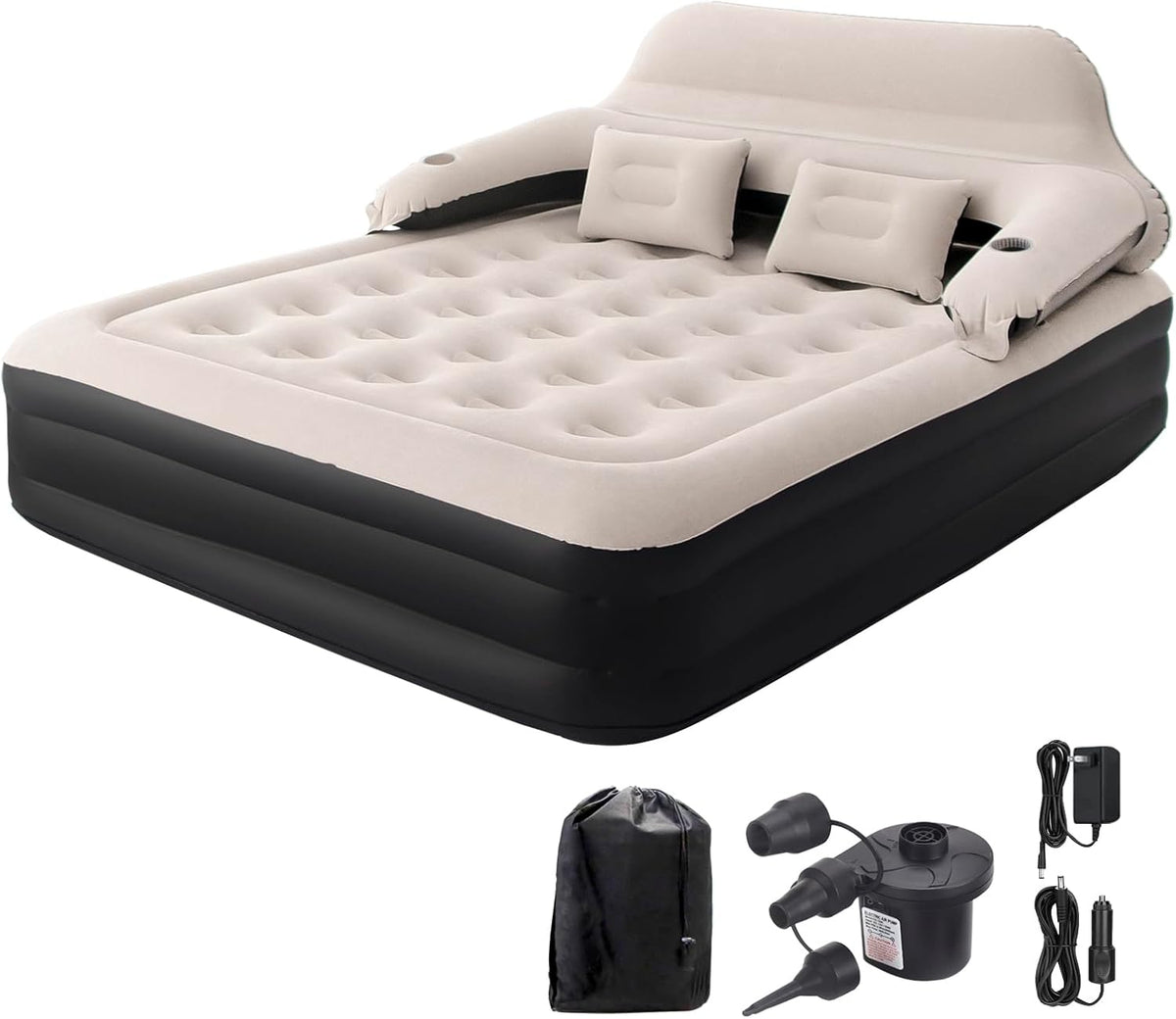 Queen Size Air Mattress with Headboard and Pump