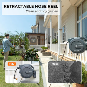 🛒Retractable Garden Hose Reel 1/2 x 100 ft PRO Metal Bracket. Any Length Lock Hose Reel