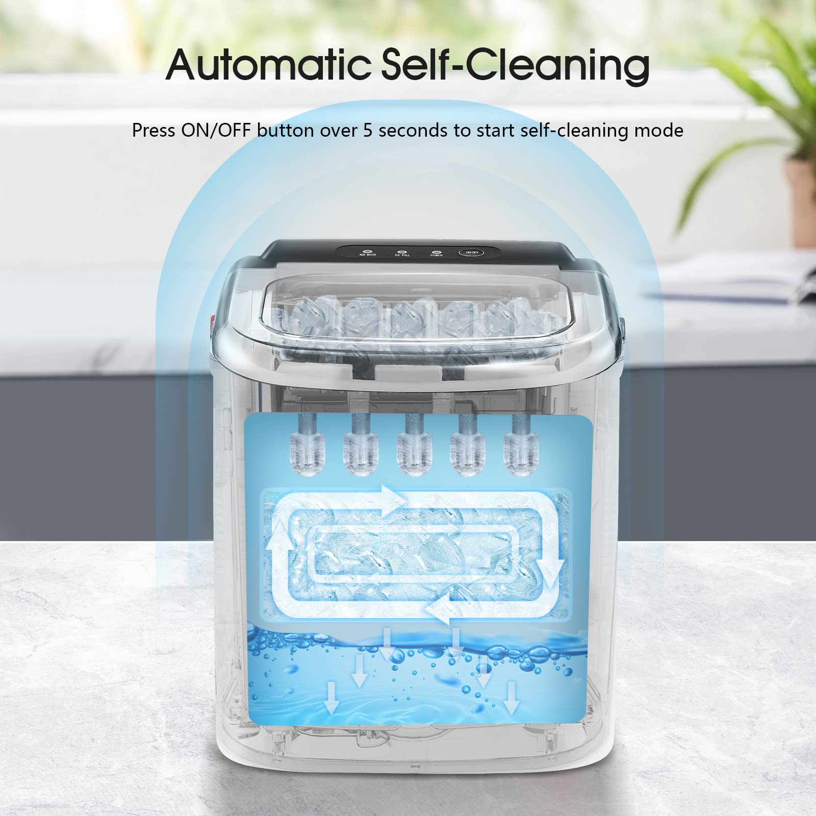 🛒Portable Ice Maker Machine with Handle,Self-Cleaning Ice Maker, 26Lbs/24H