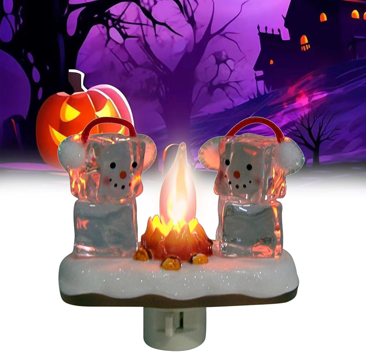 🎁Two Snowmen Campfire Flickering Nightlight.