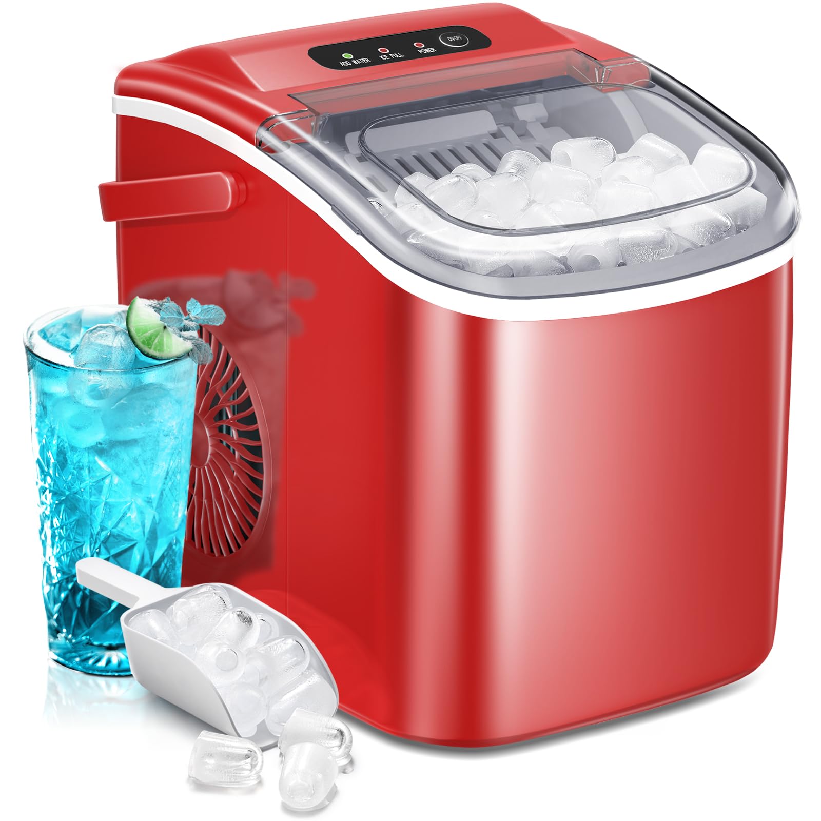 🛒Portable Ice Maker Machine with Handle,Self-Cleaning Ice Maker, 26Lbs/24H