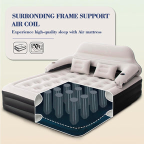 Queen Size Air Mattress with Headboard and Pump