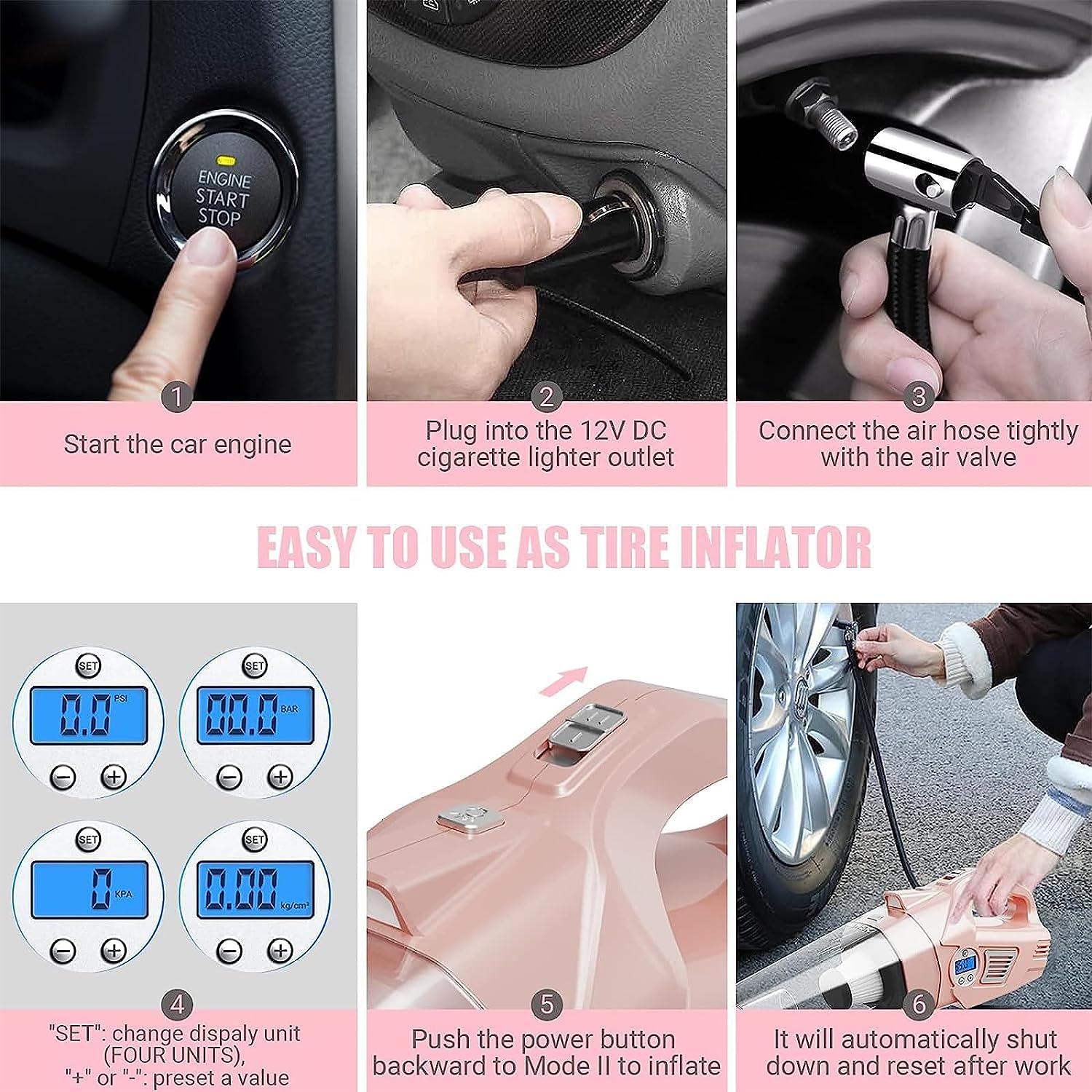 ⭐ 4-in-1 Car Vacuum Cleaner High Power