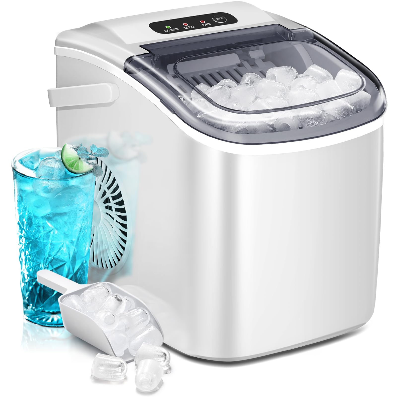 🛒Portable Ice Maker Machine with Handle,Self-Cleaning Ice Maker, 26Lbs/24H