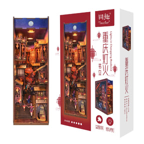 TONECHEER 3D Wooden Puzzle DIY Book Nook Kit (Lights in Chongqing)