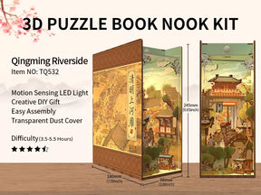 TONECHEER 3D Wooden Puzzle DIY Book Nook Kit (Qingming Riverside)