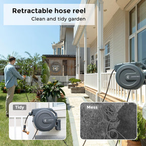 🛒Retractable Garden Hose Reel 1/2 x 100 ft PRO Metal Bracket. Any Length Lock Hose Reel