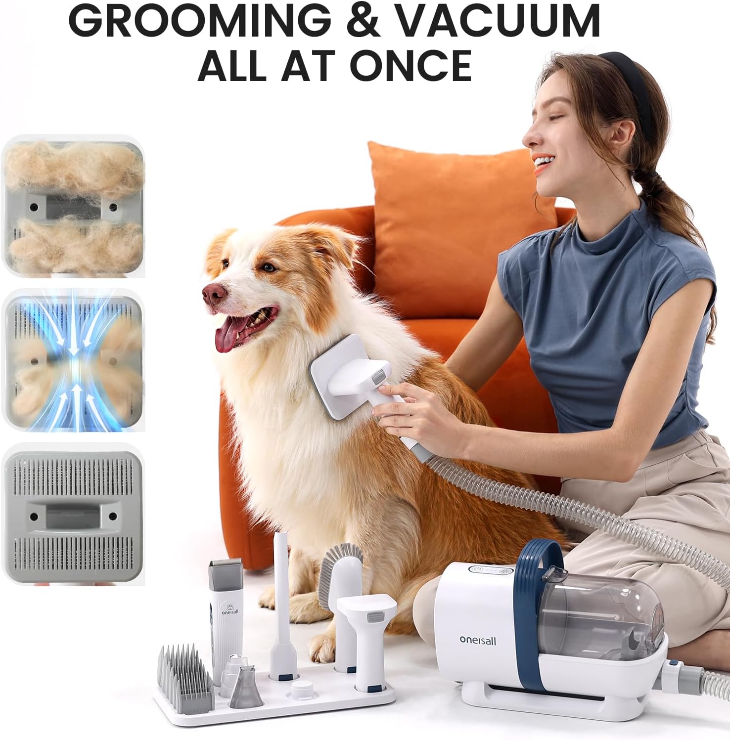 Hair Vacuum & pet Grooming Kit