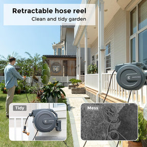 🛒Retractable Garden Hose Reel 1/2 x 100 ft PRO Metal Bracket. Any Length Lock Hose Reel