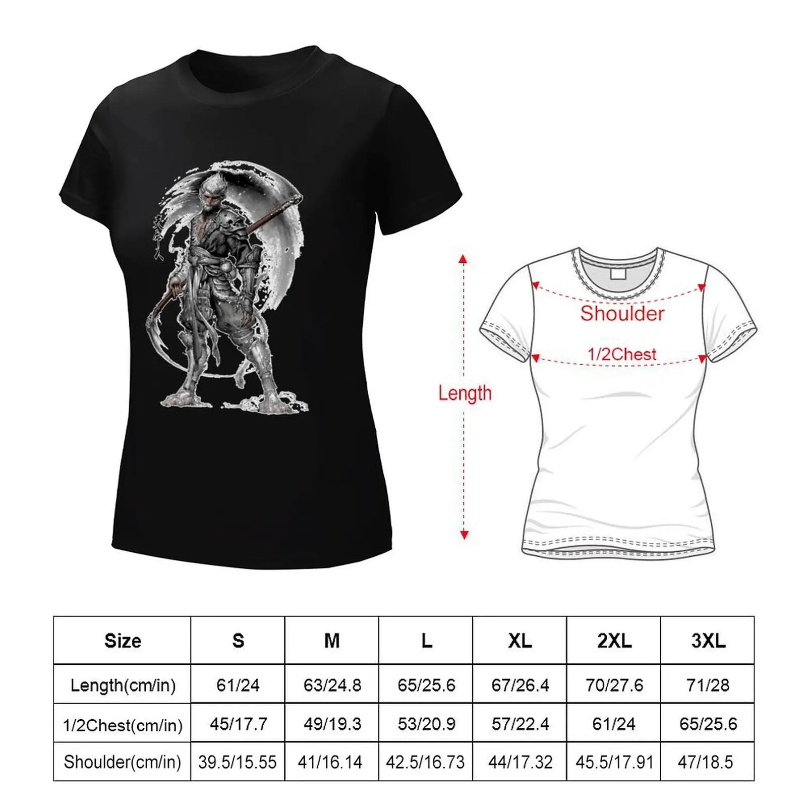 Black Myth : Wukong Women's Black T-Shirt - Embrace the Legend