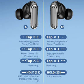 Wireless Bluetooth Headphone ANC TWS Earphones LED Touchscreen Visible Active Noise Cancellation Earphone SportEarbuds TOUR PRO - TechBlend