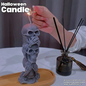 💪Halloween Triple Skull Candle and Candle Holder