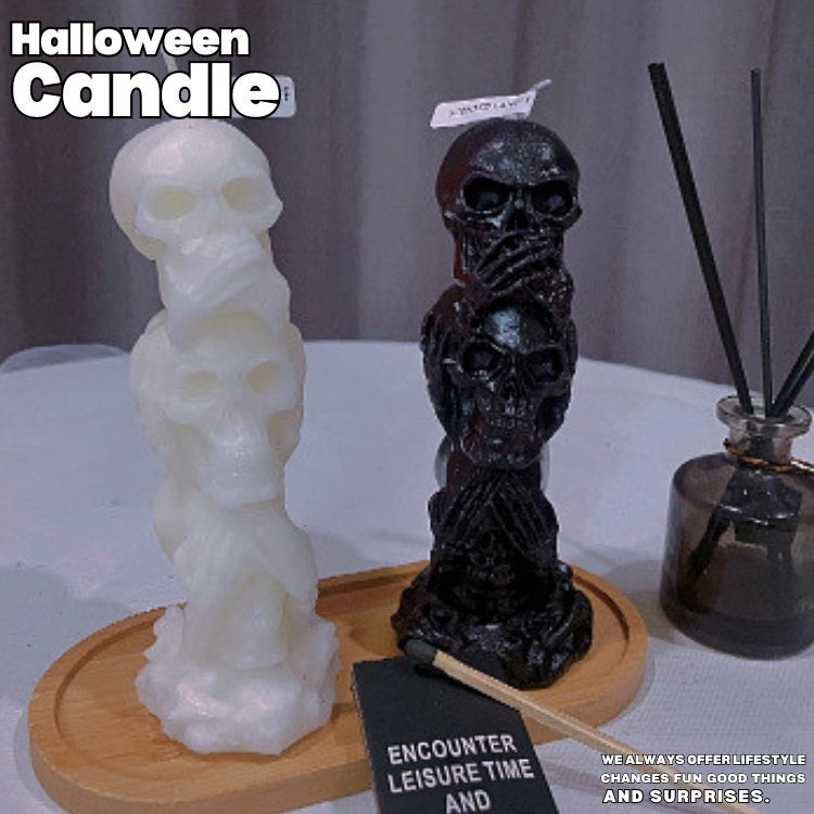 💪Halloween Triple Skull Candle and Candle Holder