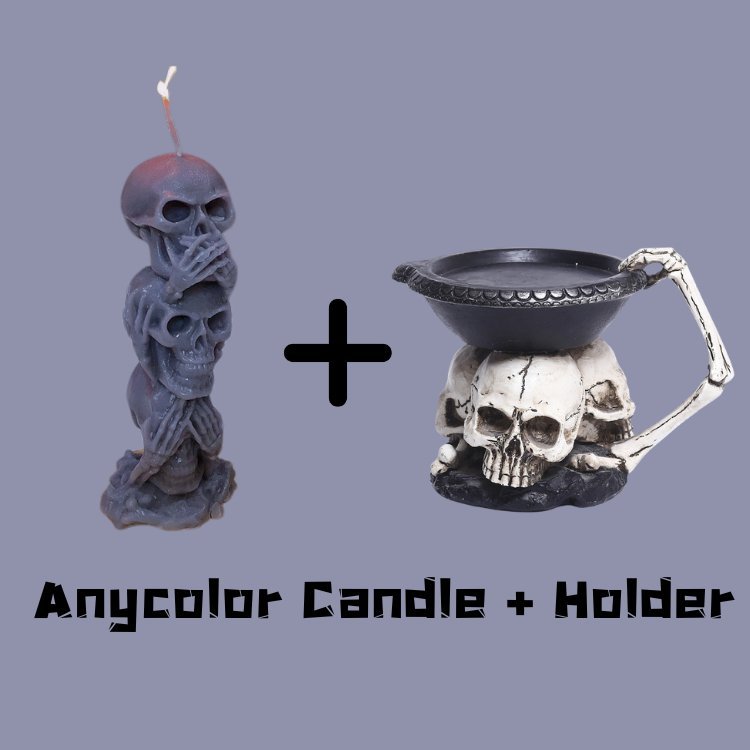 💪Halloween Triple Skull Candle and Candle Holder