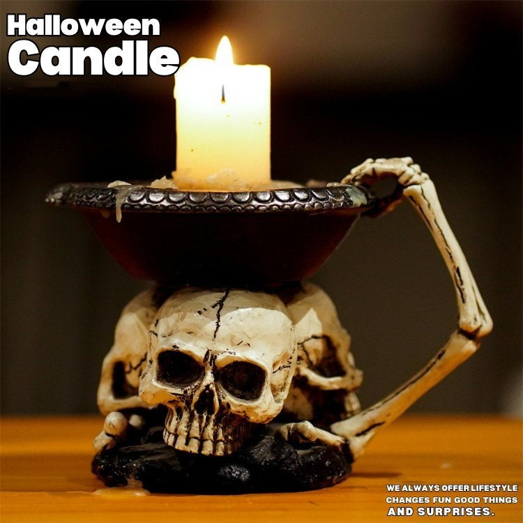 💪Halloween Triple Skull Candle and Candle Holder