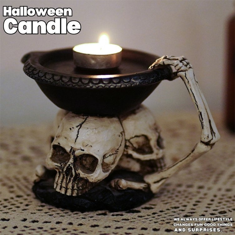 💪Halloween Triple Skull Candle and Candle Holder