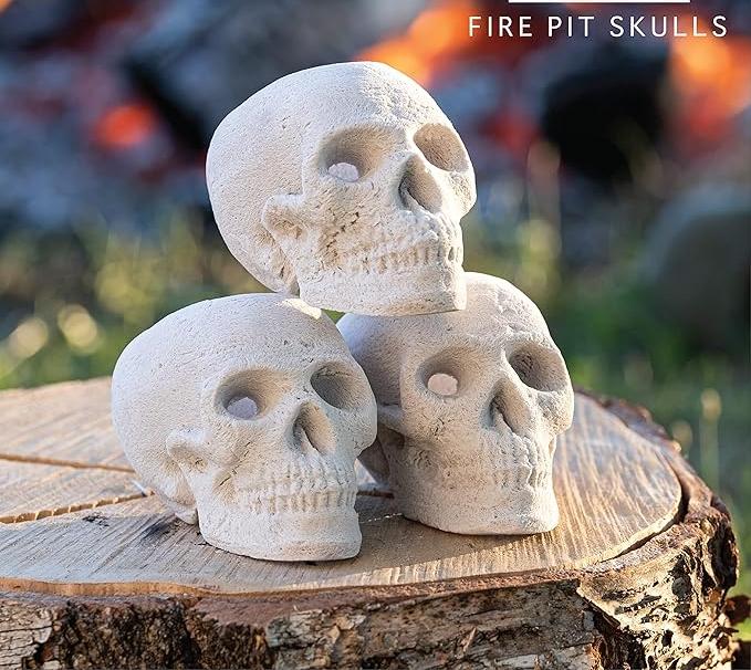 Fireproof Ceramic Skull Fire Log