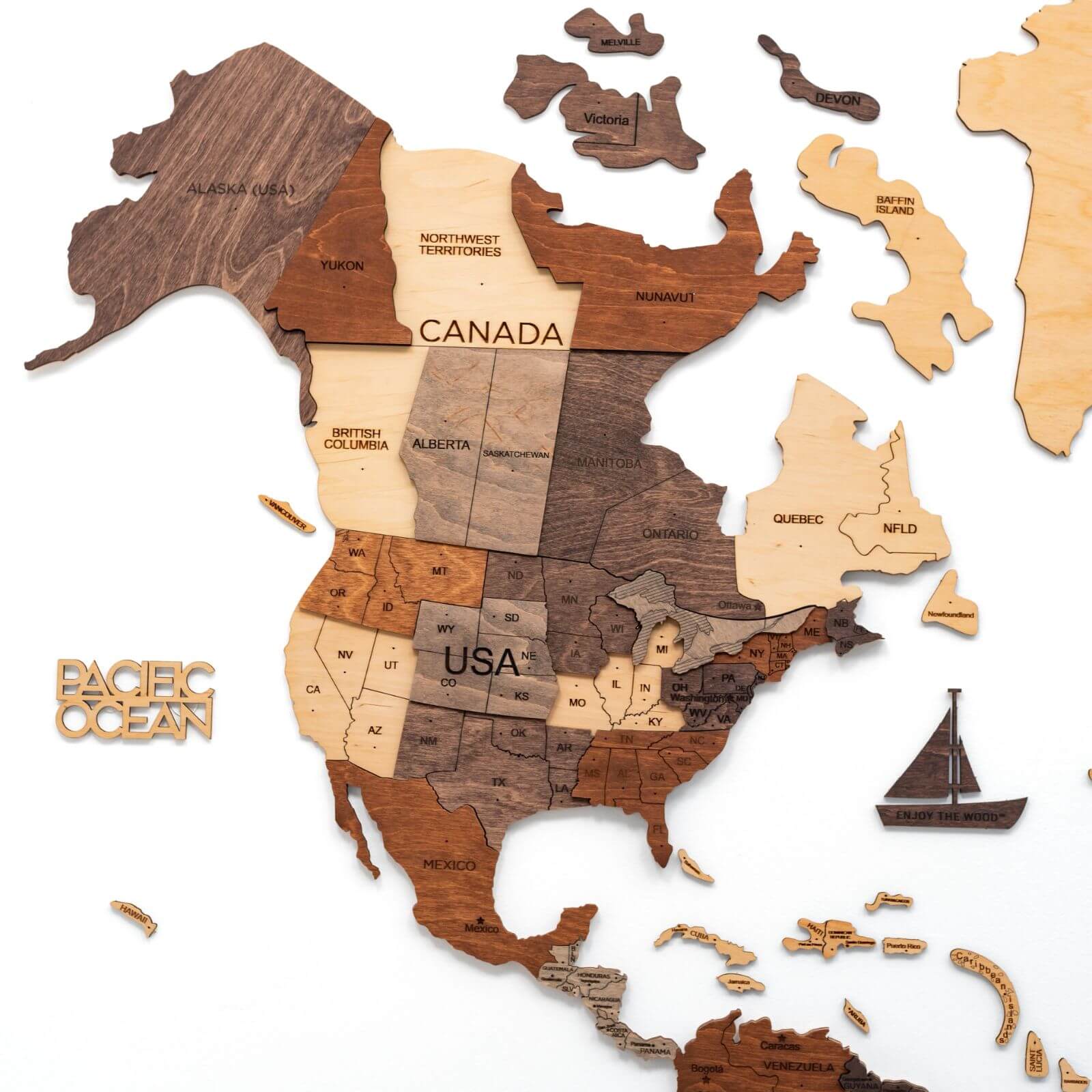 3D Wooden World Map Multicolor Prime