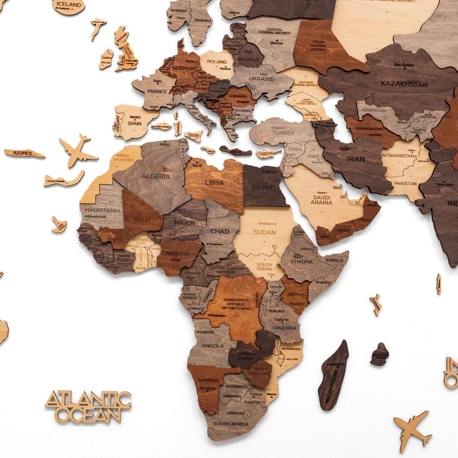 wooden world map