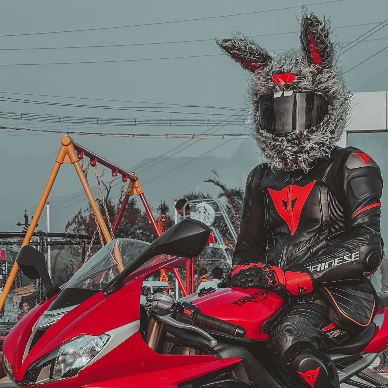 Motorcycle Helmet Cover - Evil Rabbit