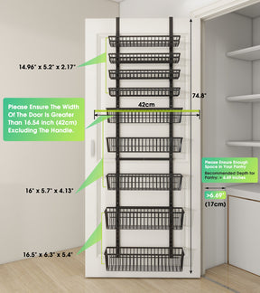 Mefirt over the door pantry organizer black