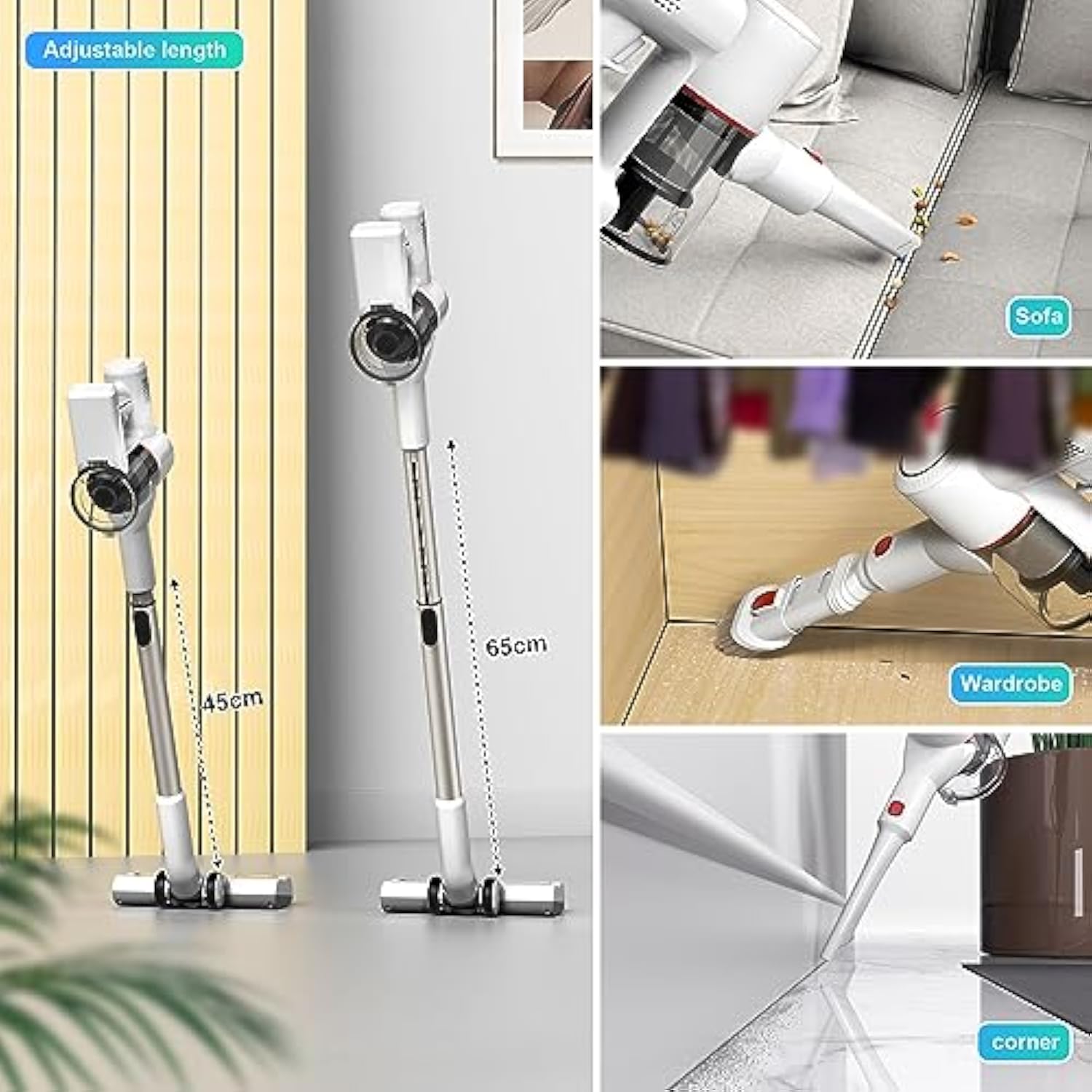 Cordless upright vacuum cleaner